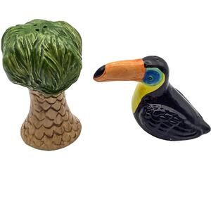 Vintage Cardinal Inc. Salt & Pepper Shakers: Hand-Painted Toucan & Tree Set